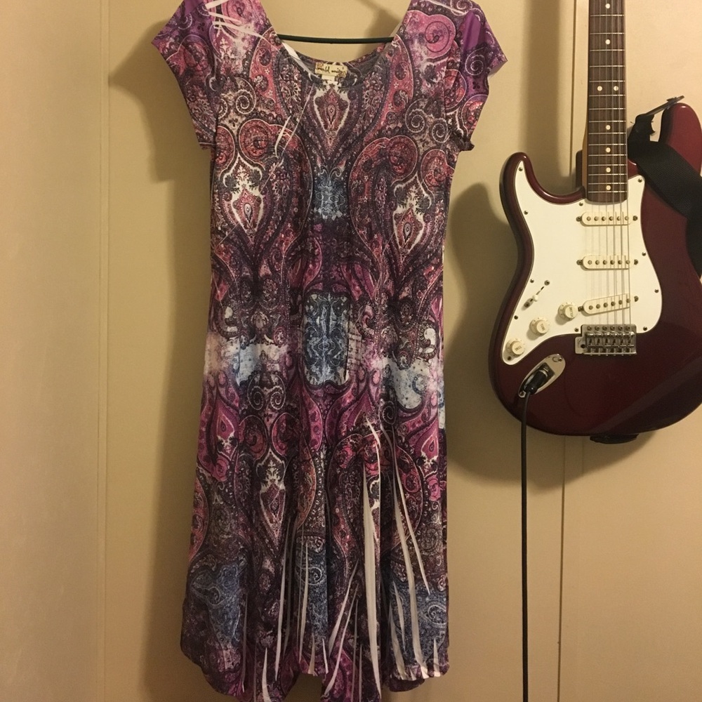 Purple Paisley Midi Dress - Women's Casual Fit